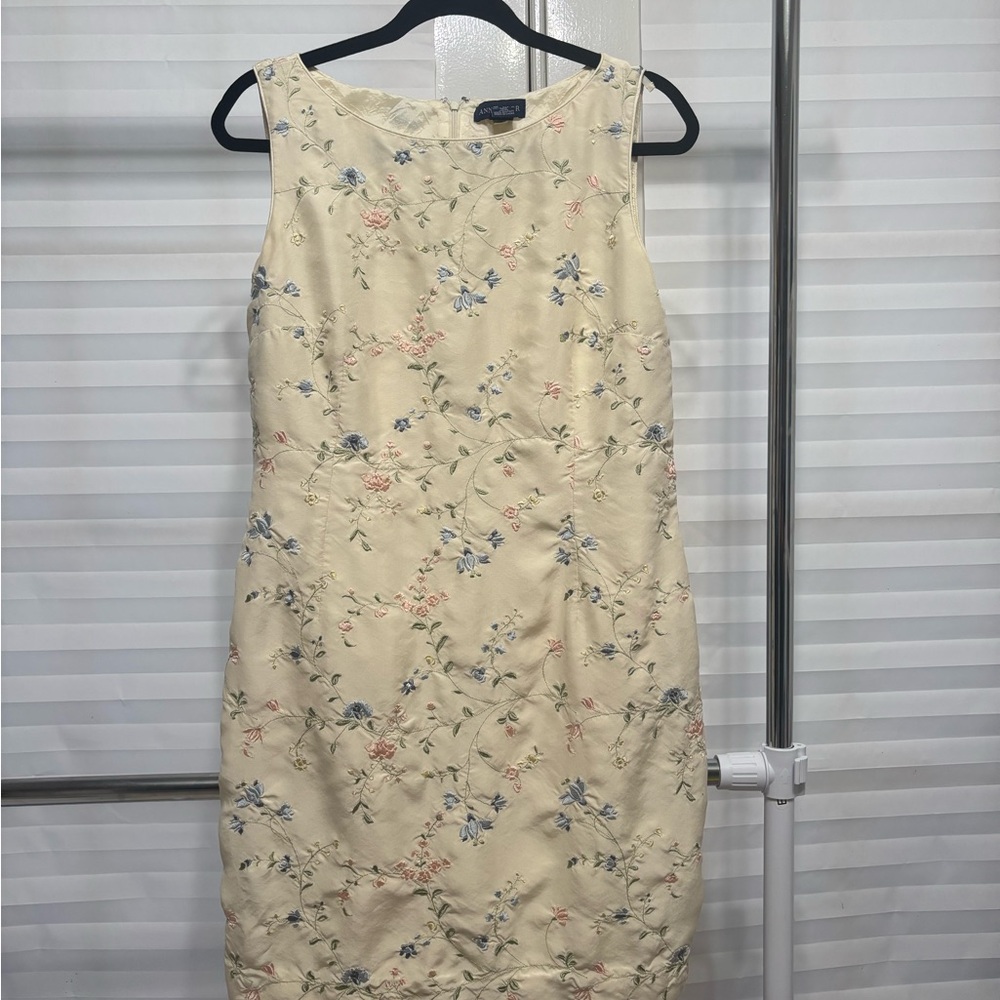 Ann Taylor Cream Floral Midi Dress